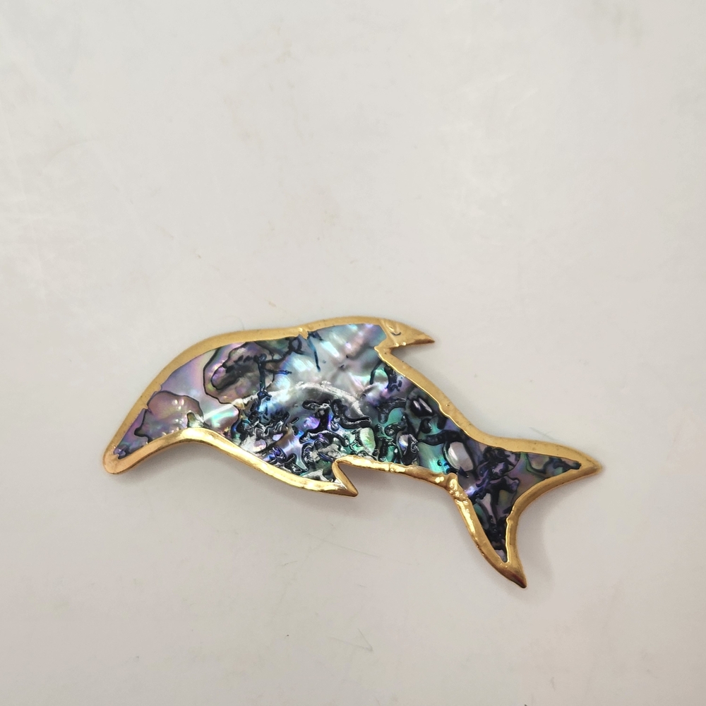 Gold and Iridescent Dolphin Fish Ornament